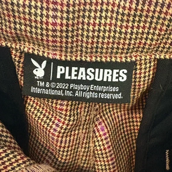 Pleasures x Playboy Plaid Trousers Brown with Embroidered Logo - Picture 6 of 7